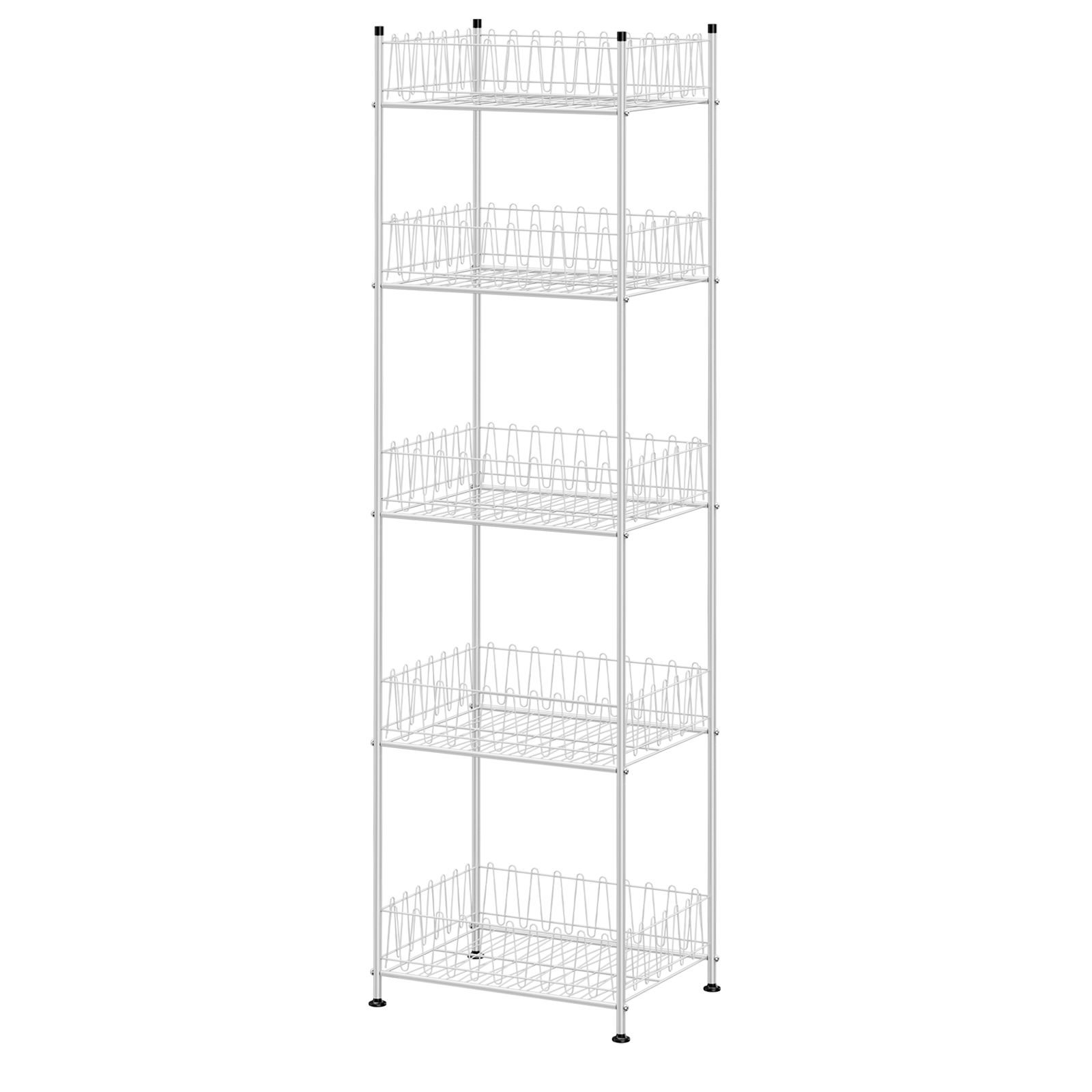 5-Tier Water Bottle Storage Rack - Metal Bottled Water Organizer for Kitchen & Pantry, Silver