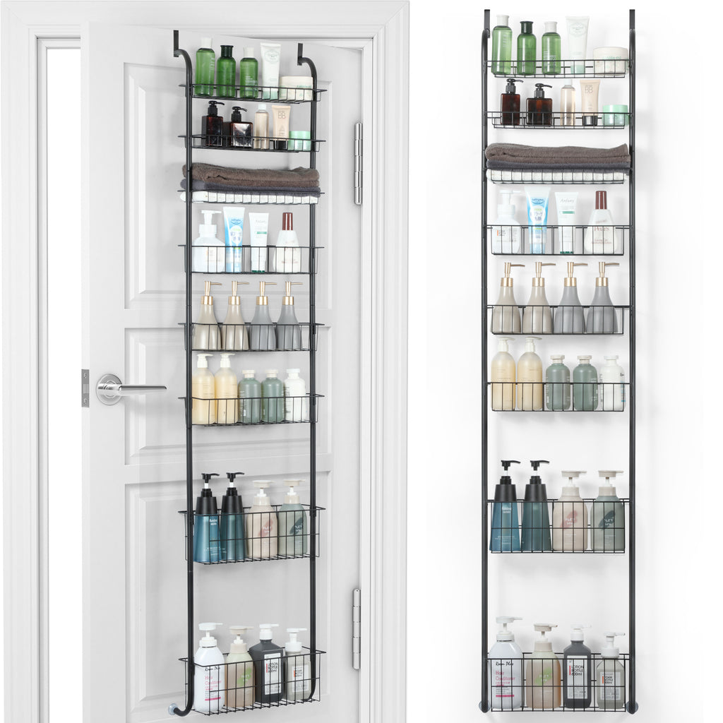 8-Tier Over The Door Pantry Organizer, Heavy-Duty Metal Spice Rack with Adjustable Large Baskets, Space-Saving Hanging Storage for Kitchen, Bathroom & Closet,