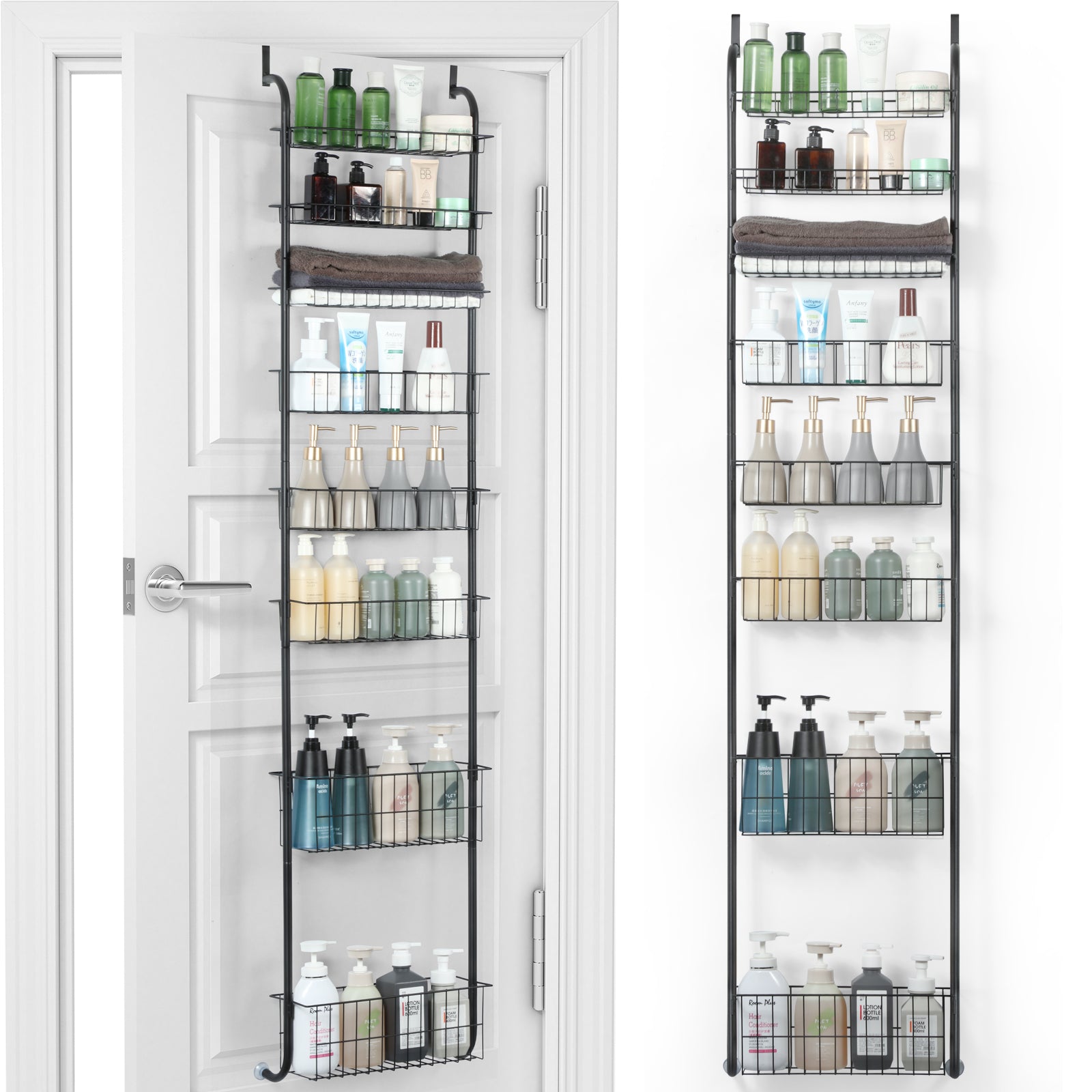 8-Tier Over The Door Pantry Organizer, Heavy-Duty Metal Spice Rack with Adjustable Large Baskets, Space-Saving Hanging Storage for Kitchen, Bathroom & Closet,