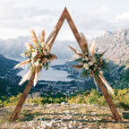 10.2ft Wooden Triangle Wedding Arch, Rustic Farmhouse Triangle Garden Arch Stand, Heavy Duty Wooden Arbor Frame for Wedding Ceremony, Bridal Shower, Birthday Party, Proposal, Indoor & Outdoor Decor