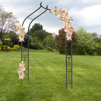 7FT Metal Garden Arch with Ground Stakes - Pointed Gothic Trellis - Durable Backdrop Stand for Party & Wedding Decor