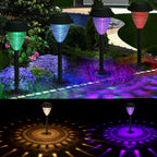 Waterproof Solar Powered Garden Path Lights Set of 8, Auto On/Off LED Crystal Ground Stake Landscape Lights, Solar Walkway Lighting for Backyard Sidewalk Lawn Decorations