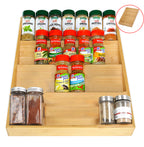 Four-Tier Bamboo Spice Rack Space-saving Kitchen Organization and Seasoning Display Solution Natural Bamboo Wood Finish