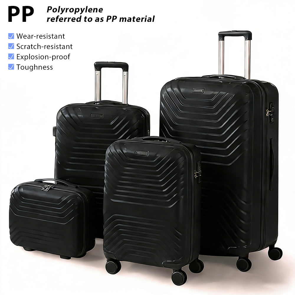 5-Piece PP Luggage Set with Spinner Wheels - 14 20 24 28 32 Inch Expandable Anti-Scratch Hard Shell with Adjustable Handle and TSA Lock for Travel