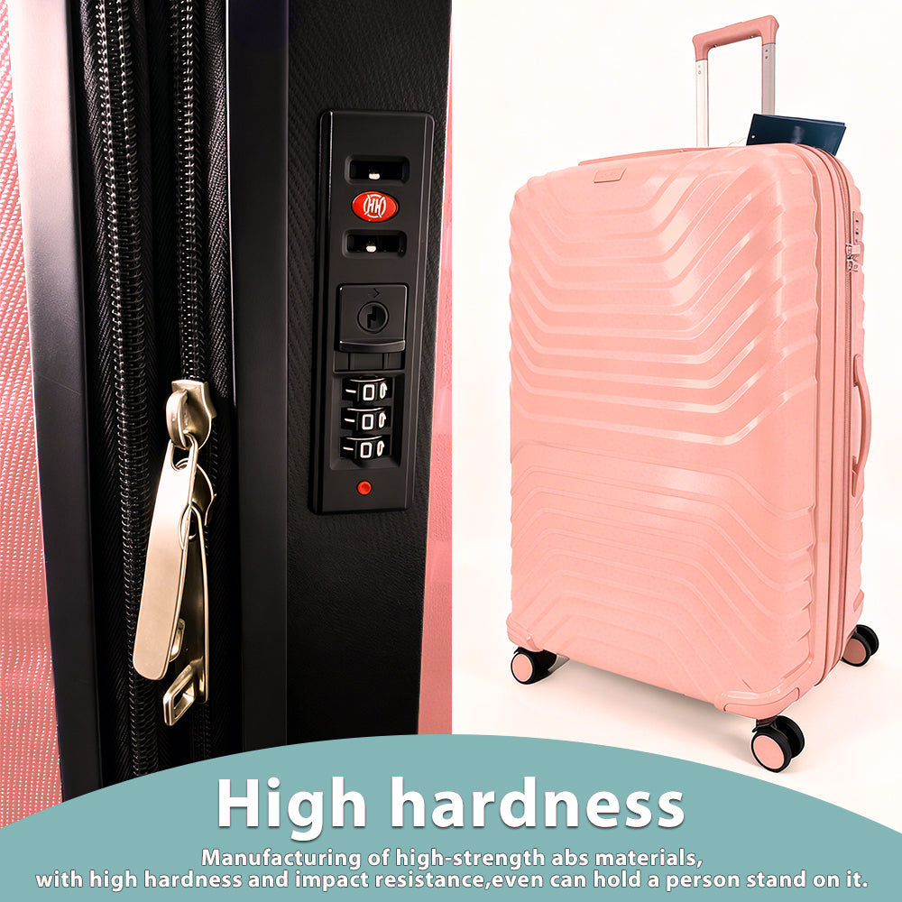 5-Piece PP Luggage Set with Spinner Wheels - 14 20 24 28 32 Inch Expandable Anti-Scratch Hard Shell with Adjustable Handle and TSA Lock for Travel
