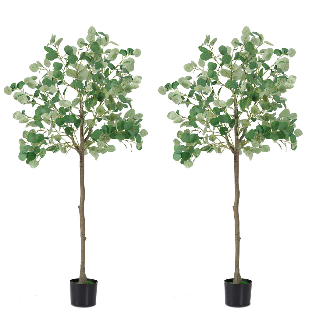 6FT Tall Artificial Eucalyptus Tree - Realistic Faux Silk Potted Plant for Indoor Decor