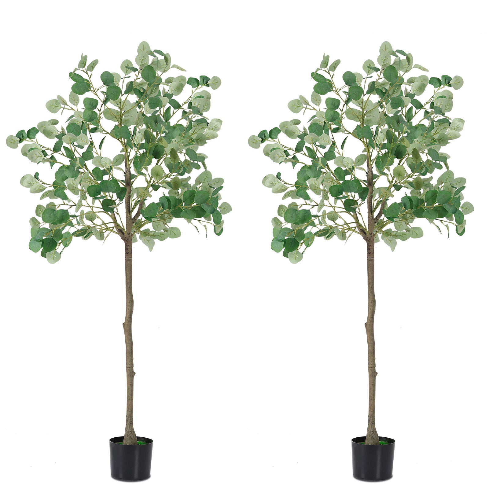 6FT Tall Artificial Eucalyptus Tree - Realistic Faux Silk Potted Plant for Indoor Decor