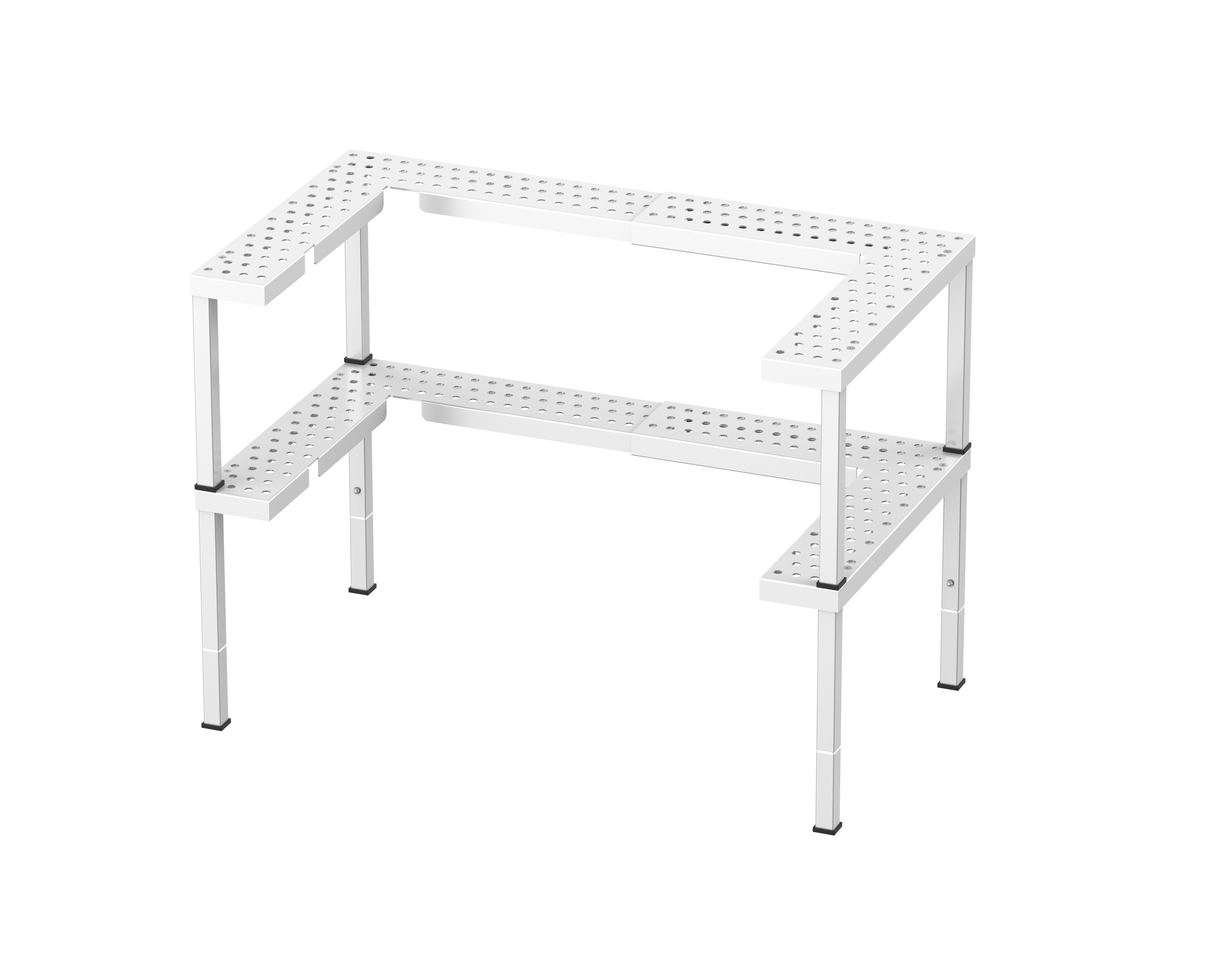 Adjustable 2-Tier White Iron Spice Rack, Stackable and Expandable Kitchen Cabinet and Pantry Organizer Shelf