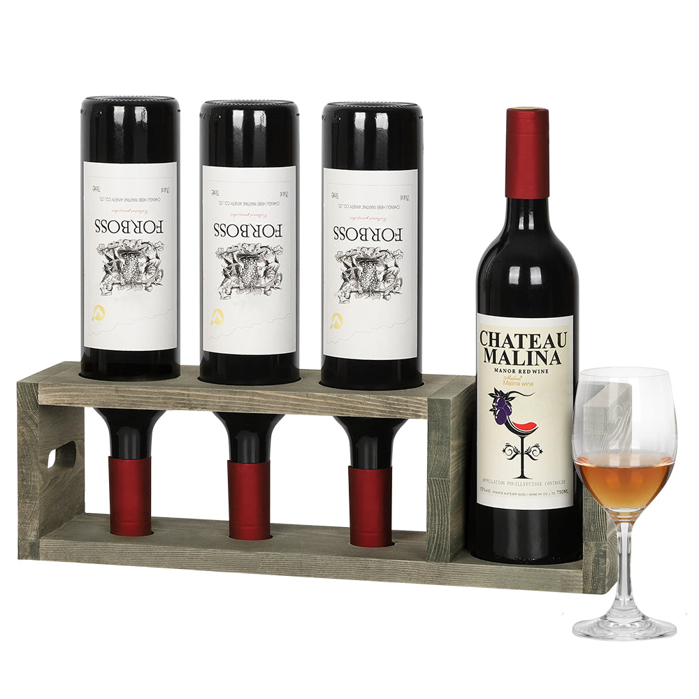 Countertop Wine Rack, Tabletop Wine Bottle Holder for 4 Bottles, Freestanding Wine Rack Compact Storage for Wine Cellar Bar Cabinet Kitchen Dining Room