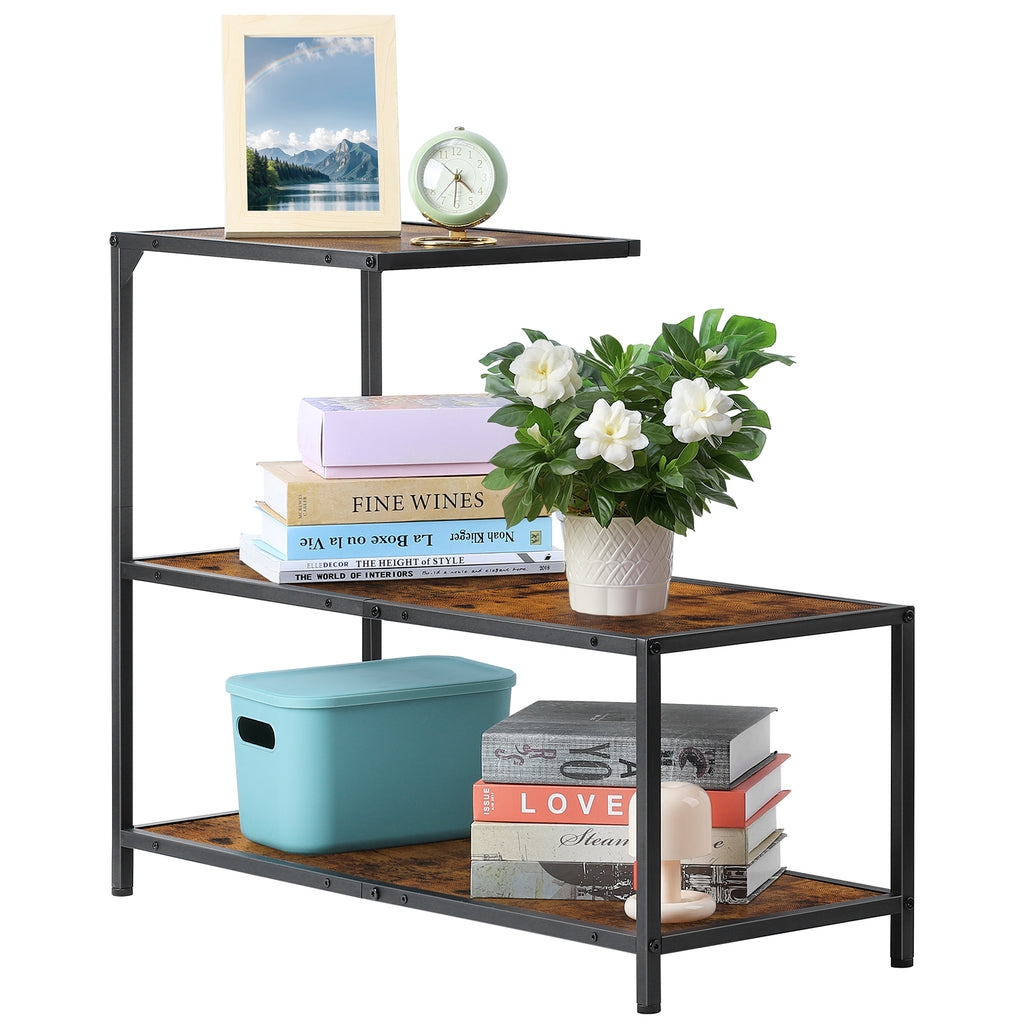 Sofa Side Table Narrow End Table for Small Space 3 Tier Side Table with Storage Shelf Slim Bedside Nightstand for Bedroom Living Room