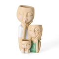 Artistic 3-Head Family Face Succulent Pot with Butterfly Detail, Decorative Closed-Eye Human Form Flower Vase with Drainage for Indoor Tabletop Display