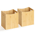 2-Pack Small 5 Gallon Wastebaskets with Handles - Decorative Rectangular Bamboo Trash Can