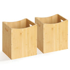 2-Pack Small 5 Gallon Wastebaskets with Handles - Decorative Rectangular Bamboo Trash Can