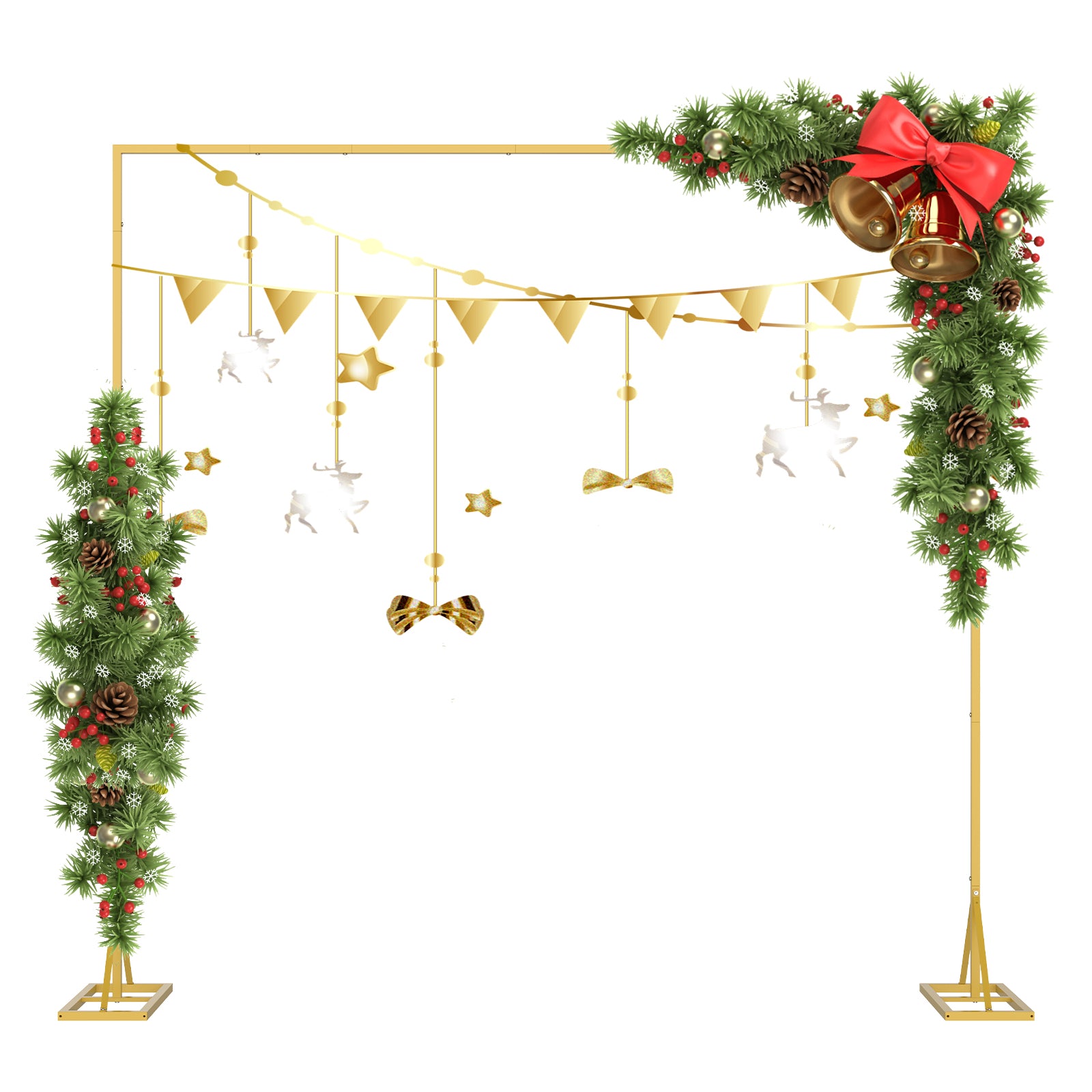 Door Square Tube Garland Wedding Arch, 6.6 ft x 6.6 ft Wedding Arch Background Bracket, Balloon Arch Background Bracket, For Ceremony Party Background Decoration, White.
