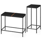 Small Entryway Table Skinny Console Table for Hallway Living Room Table Set of 2 Wood Black Modern Night Stand for Dorm Office Bedroom