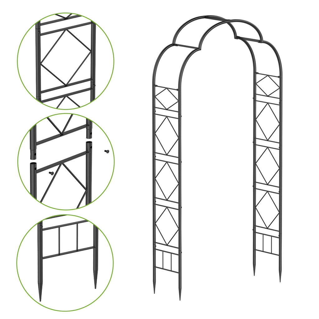93-Inch Metal Garden Arch for Wedding and Climbing Plants