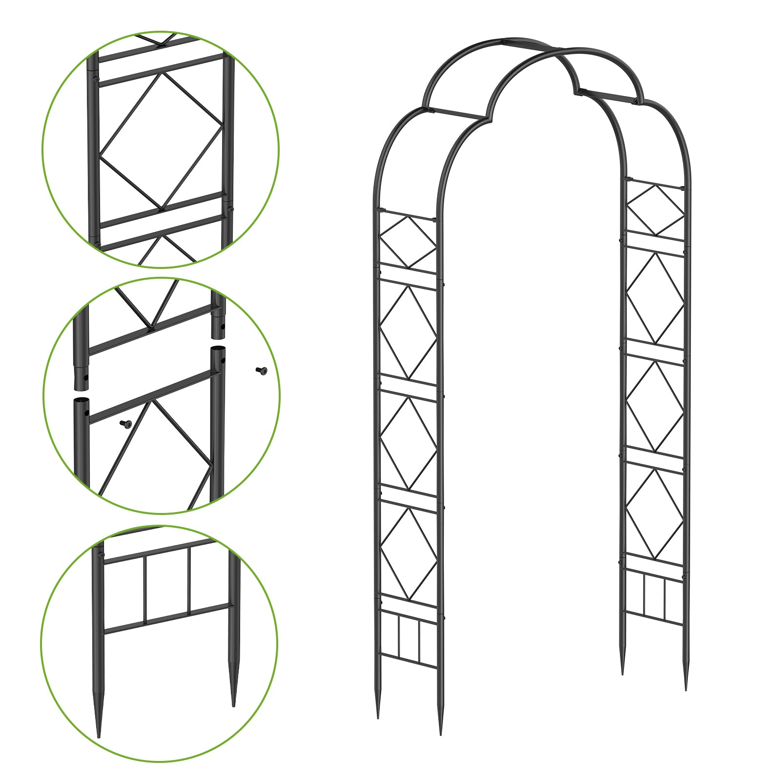 93-Inch Metal Garden Arch for Wedding and Climbing Plants