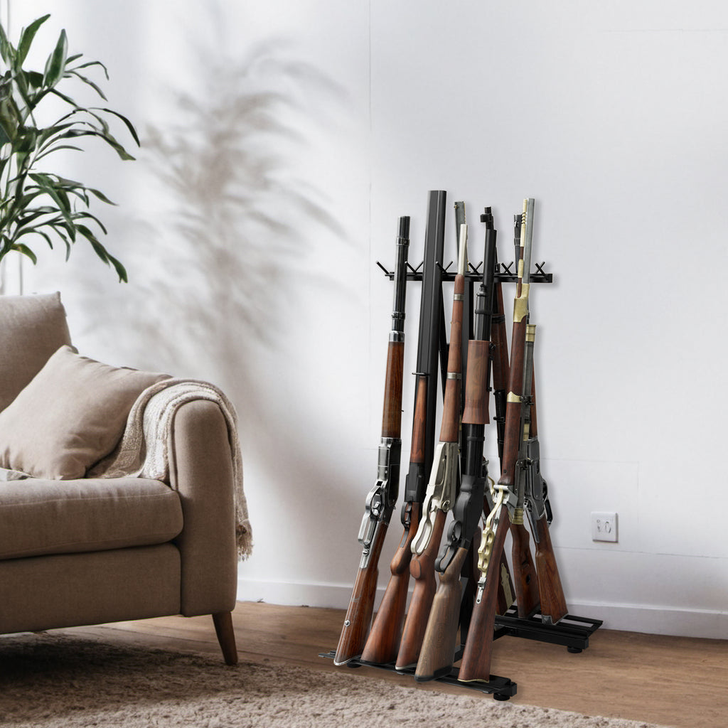 9-Slot Vertical Rifle Stand Rack with Soft Padding