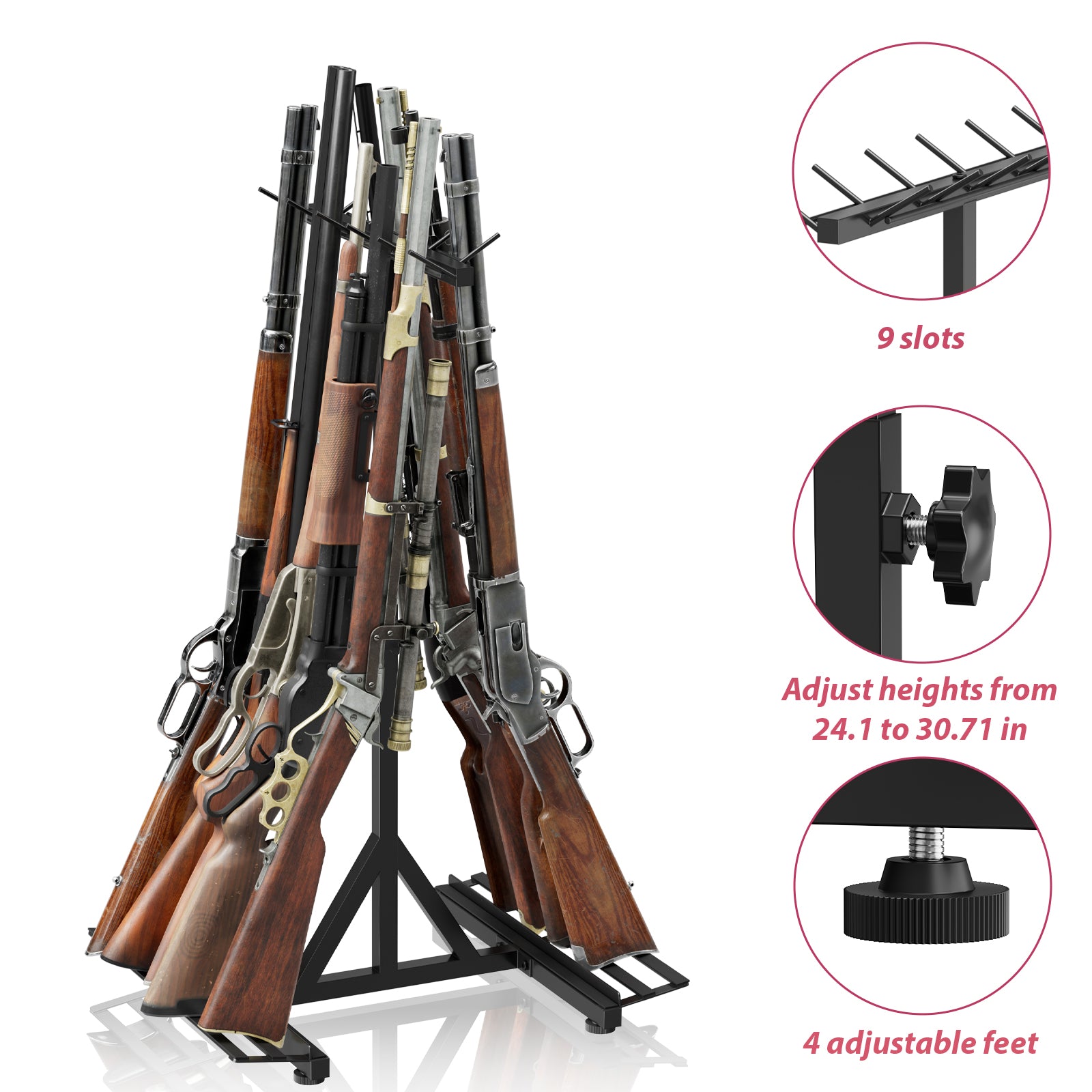 9-Slot Vertical Rifle Stand Rack with Soft Padding