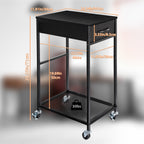2-Tier Mobile Computer Tower Stand with Storage Drawer, Metal PC Holder on Wheels for Home Office