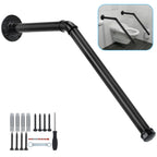 Indoor Outdoor Wall Mounted Stair Handrail for 1-3 Steps, Black Metal Staircase Safety Rail with Grip Bar for Porch Patio Garage Garden Entryway