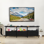 53" Industrial TV Stand for TVs up to 60" - Entertainment Center with 3 Fabric Storage Drawers, Black,