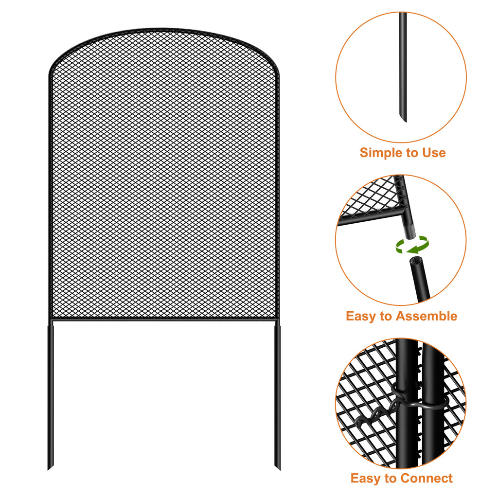 10-Pack Mesh Garden Fence Panels - Decorative Iron Wire Border & Animal Barrier for Flower Beds,
