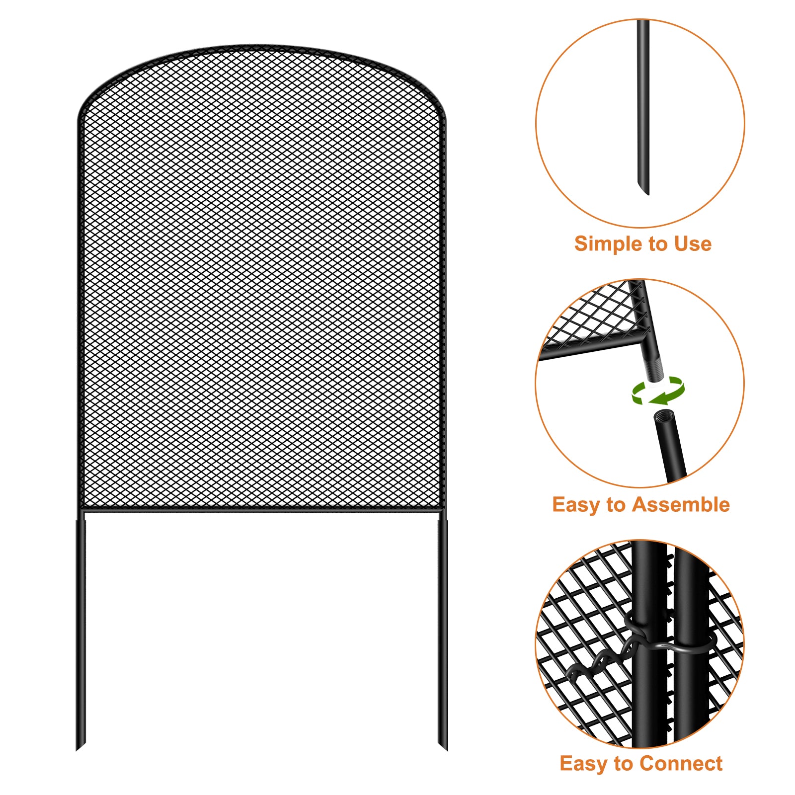 10-Pack Mesh Garden Fence Panels - Decorative Iron Wire Border & Animal Barrier for Flower Beds,