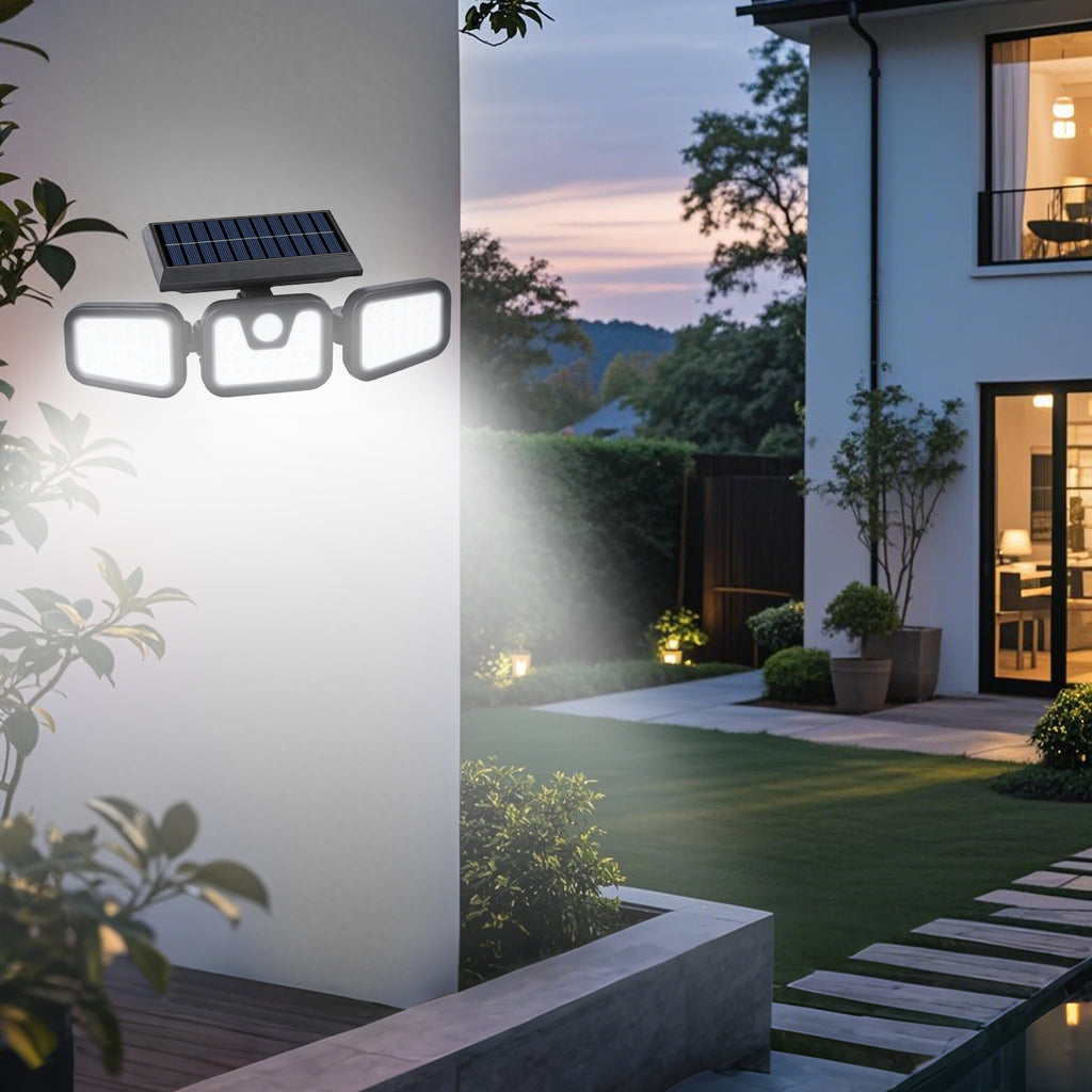 Intelligent Solar Motion Sensor Light – 3-Side LED Outdoor Wall Lamp with Remote Control