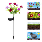 Set of 6 Solar Flower Pathway Lights - Pink & Purple 7-Head Floral Stake Lights for Garden & Yard