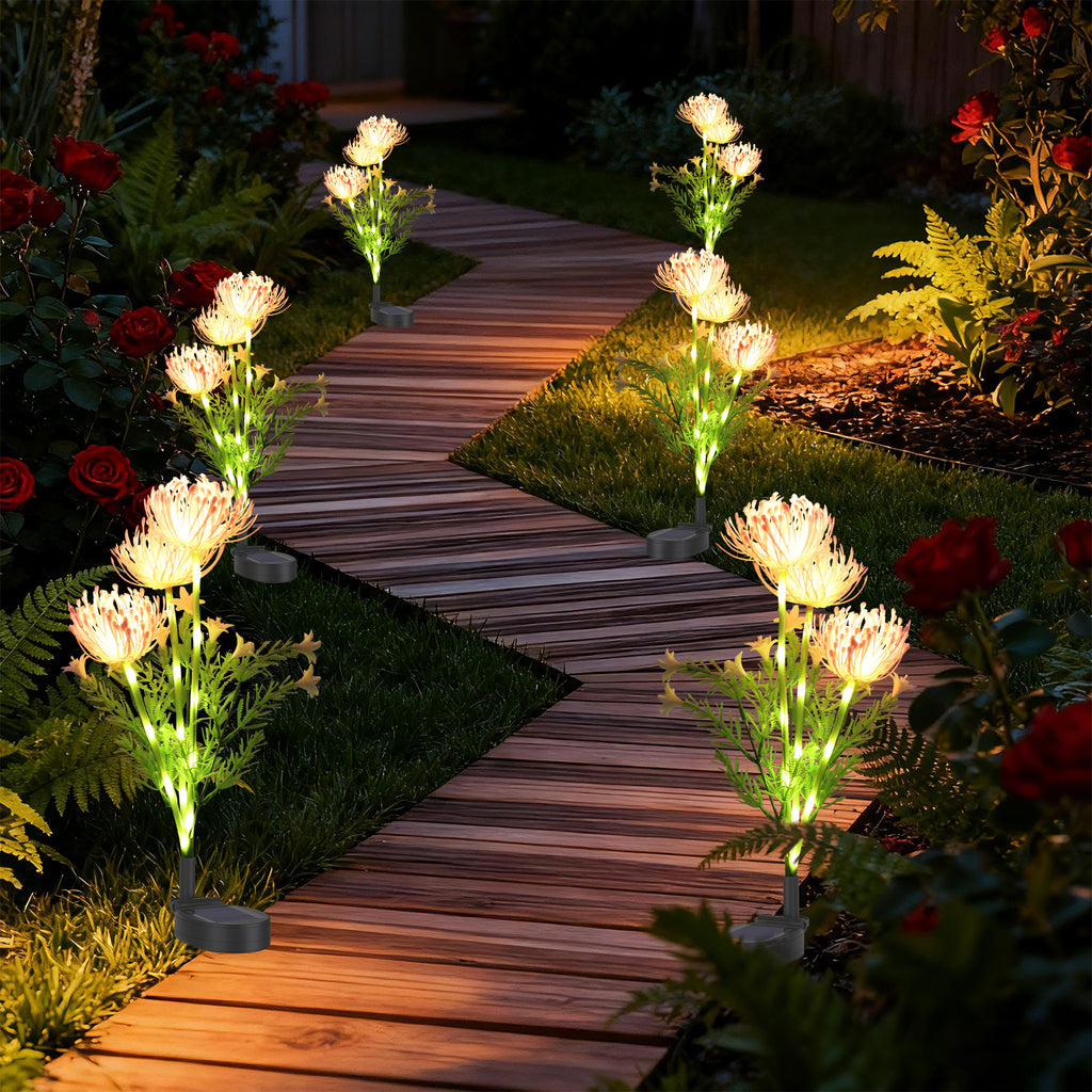 Set of 6 Solar Flower Pathway Lights - Waterproof LED Garden Stake Lights with Realistic Flower Design£¬Yellow/pink/red
