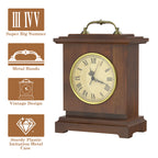 Rustic Brown Mantel Clock with Hidden Safe - Secret Compartment for Rings & Watches - Antique Battery Operated Clock,