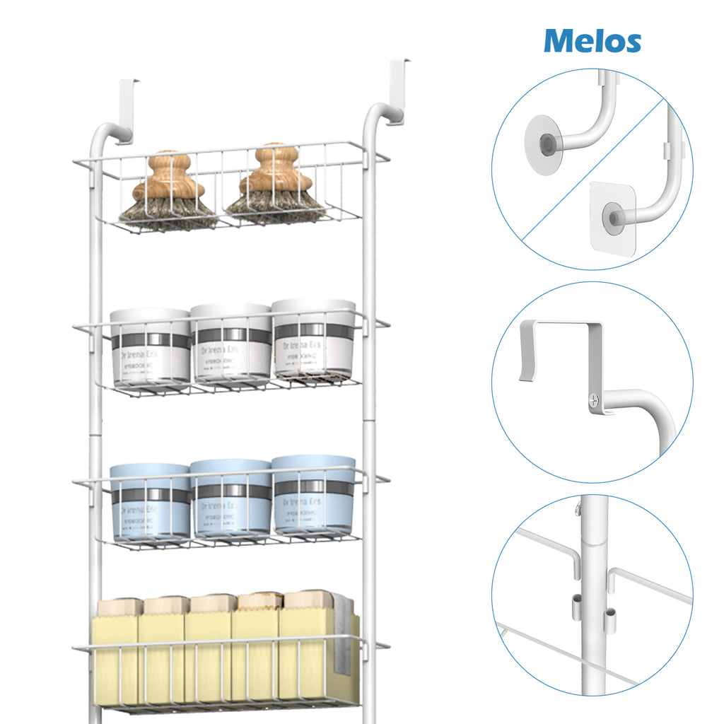 12-Tier Over The Door Pantry Organizer, Adjustable Metal Storage Rack for Kitchen & Laundry Room