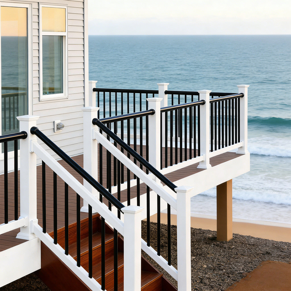 40 Pack 32" Metal Deck Balusters - 3/4" Hollow Round Deck Railing Kit for Stairs & Porches, Black