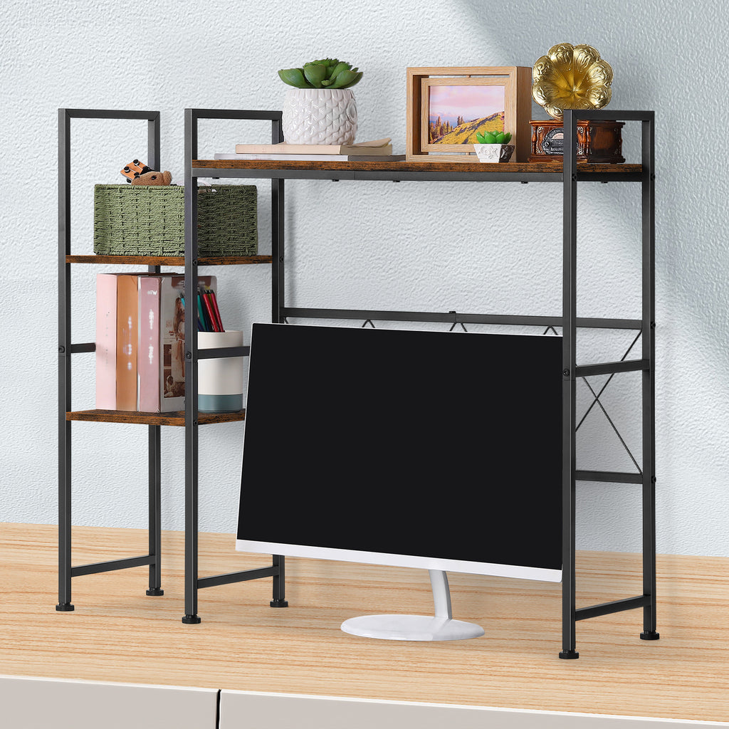Wood & Metal Desktop Hutch Organizer for Dorm and Office