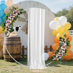 6.6ft White Circle Balloon Arch Stand, Metal Round Backdrop Frame for Wedding & Baby Shower
