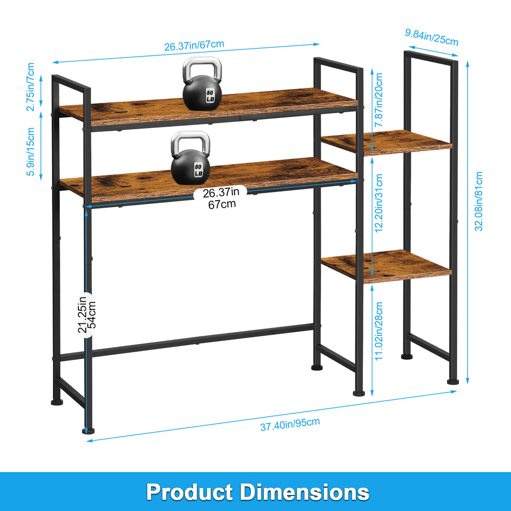 Large Desktop Bookshelf Hutch for Computer Desk Organization