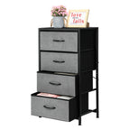 4-Drawer Fabric Dresser Storage Tower - Grey Chest of Drawers with Black Metal Frame