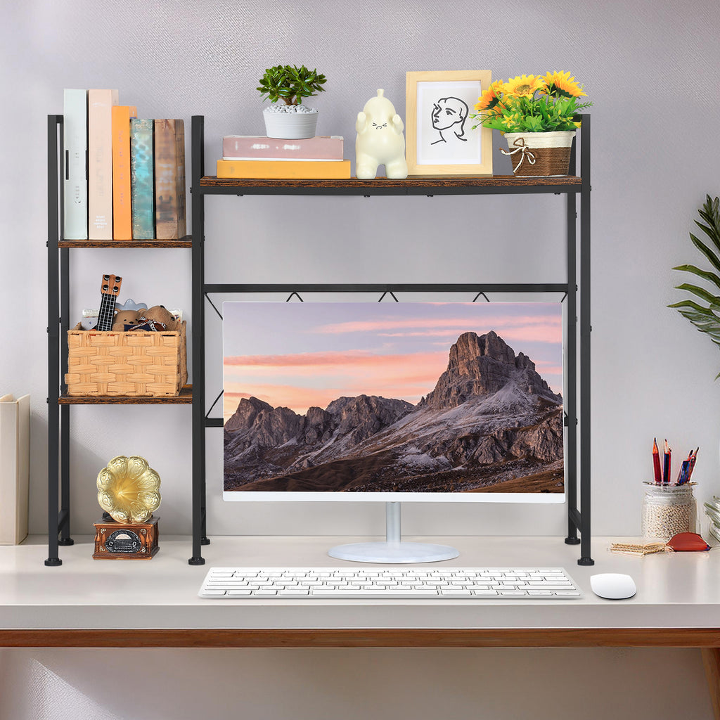 Wood & Metal Desktop Hutch Organizer for Dorm and Office