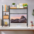 Wood & Metal Desktop Hutch Organizer for Dorm and Office