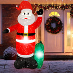 8FT Christmas Inflatable Santa Claus with Waving Hand & Built-in LEDs, Blow Up Outdoor Holiday Decor
