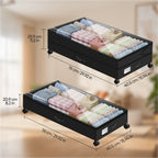 80L Rolling Under Bed Storage Container with Clear Lid - Adjustable Large Capacity Shoe & Clothes Bin with Reinforced Handles & Smooth Wheels, Black
