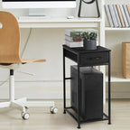 2-Tier Mobile Computer Tower Stand with Storage Drawer, Metal PC Holder on Wheels for Home Office
