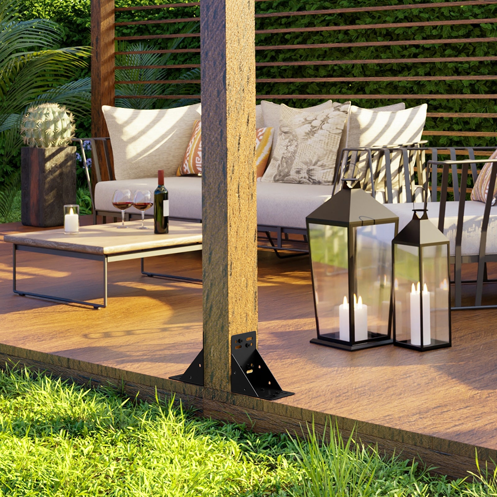 8-Pack Heavy-Duty Pergola Corner Brackets - 3.7" x 3.7" Steel Post Support Braces for 4x4 Wood,