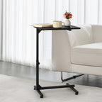Adjustable Height C-Shaped Side Table with Mobile Base