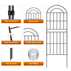 Double-Layer Decorative Garden Fence - 10-Pack Black Metal Wire Pet Barrier & Landscape Edging,