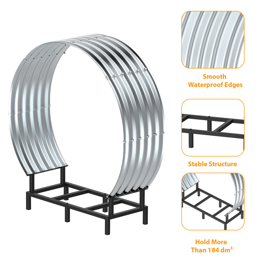 Circular Metal Firewood Rack for Outdoor Storage