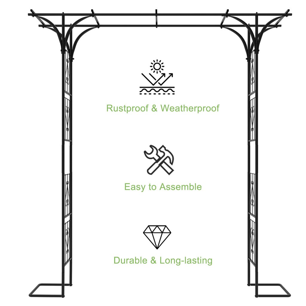 7FT Flat-Top Garden Arch Arbor - Modern Steel Trellis for Climbing Vines - Decorative Outdoor Gate for Backyard & Patio
