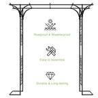 7FT Flat-Top Garden Arch Arbor - Modern Steel Trellis for Climbing Vines - Decorative Outdoor Gate for Backyard & Patio