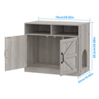 Hidden Cat Litter Box Enclosure Furniture - Modern Grey Pet House with Removable Divider & Storage Shelves
